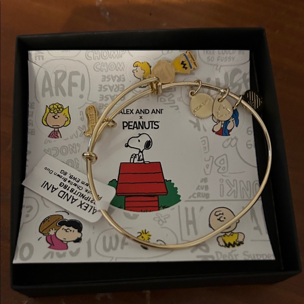 Alex and Ani Gold Peanuts Charm Bracelet